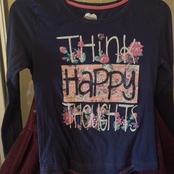 Girls Outfit Corduroy Skirt Size 16 With think happy thoughts long sleeve top - Picture 4 of 5